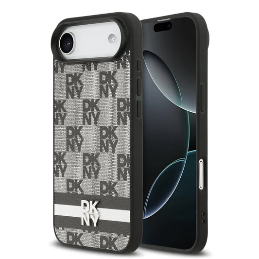 DKNY PU Leather Checkered Pattern and Stripe tok iPhone 17 Air készülékhez fekete -  iPhone 17 Air tok a Domshop kínálatából