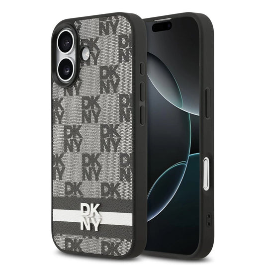 DKNY PU Leather Checkered Pattern and Stripe tok iPhone 17 készülékhez fekete -  iPhone 17 tok a Domshop kínálatából