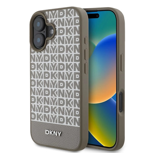 DKNY PU Leather Repeat Pattern Bottom Stripe MagSafe tok iPhone 16 készülékhez barna -  iPhone 16 tok a Domshop kínálatából
