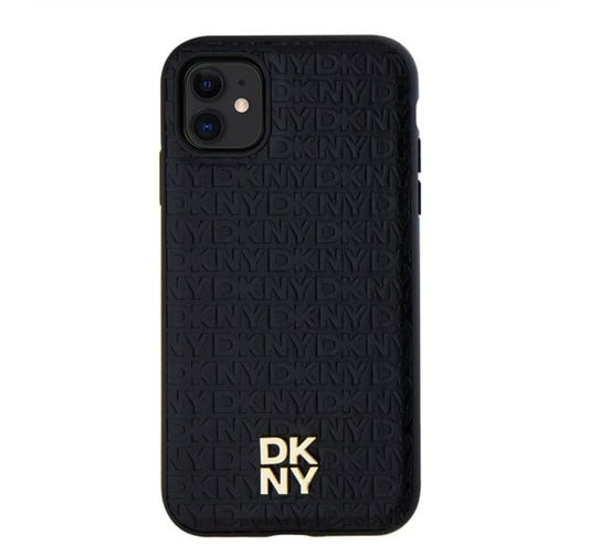 DKNY PU Leather Repeat Pattern Stack Logo Apple iPhone 11 Magsafe kompatibilis hátlap tok, fekete -  iPhone 11 tok a Domshop kínálatából