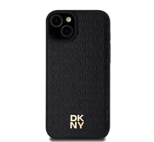 DKNY PU Leather Repeat Pattern Stack Logo Apple iPhone 13 Magsafe kompatibilis hátlap tok, fekete -  iPhone 13/14 tok a Domshop kínálatából