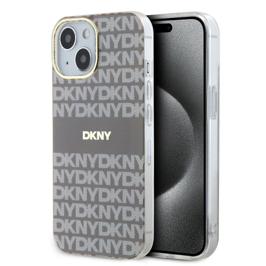 DKNY PU Leather Repeat Pattern Tonal Stripe iPhone 13 tok, bézs -  iPhone 13/14 tok a Domshop kínálatából