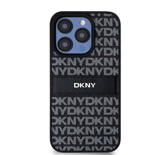 DKNY PU Leather Repeat Pattern Tonal Stripe iPhone 14 Pro Max hátlap tok, fekete -  iPhone 14 Pro Max tok a Domshop kínálatából