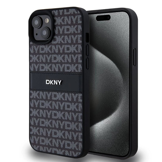 DKNY PU Leather Repeat Pattern Tonal Stripe tok iPhone 15 Plus készülékhez fekete -  iPhone 15 Plus tok a Domshop kínálatából
