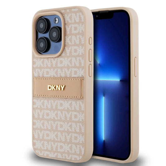 DKNY PU Leather Repeat Pattern Tonal Stripe tok iPhone 15 Pro készülékhez rózsaszín -  iPhone 15 Pro tok a Domshop kínálatából