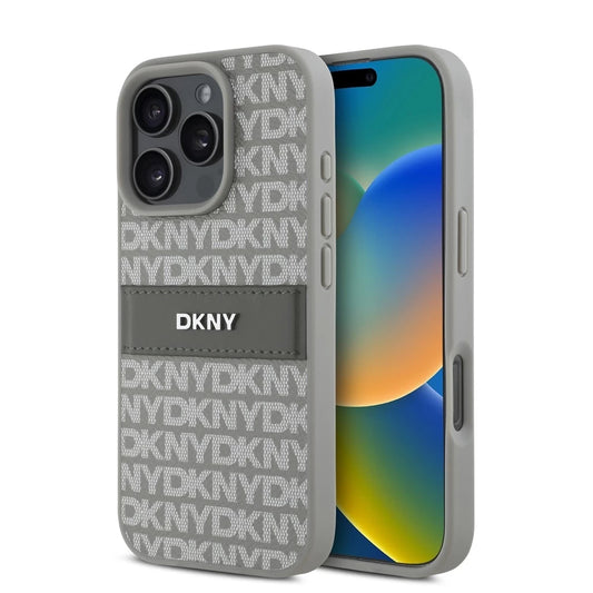DKNY PU Leather Repeat Pattern Tonal Stripe tok iPhone 16 Pro készülékhez bézs -  iPhone 16 Pro tok a Domshop kínálatából
