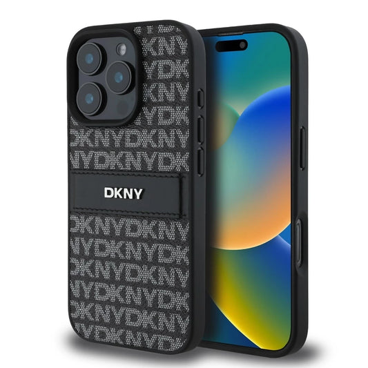 DKNY PU Leather Repeat Pattern Tonal Stripe tok iPhone 16 Pro készülékhez fekete -  iPhone 16 Pro tok a Domshop kínálatából