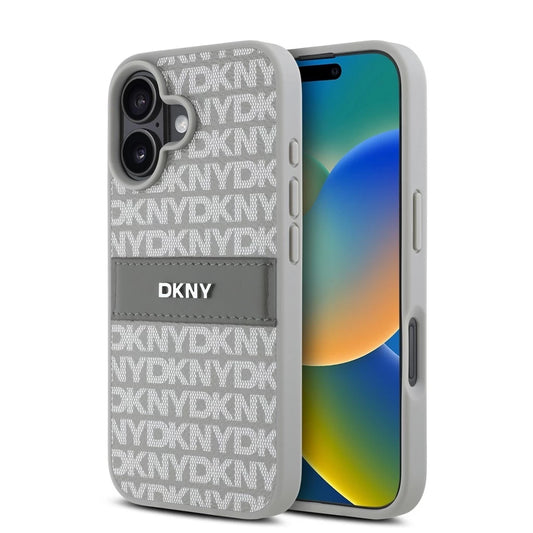 DKNY PU Leather Repeat Pattern Tonal Stripe tok iPhone 16 készülékhez bézs -  iPhone 16 tok a Domshop kínálatából
