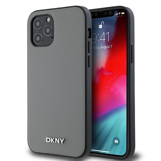 DKNY PU Leather Silver Metal Logo MagSafe tok iPhone 12/12 Pro készülékhez szürke -  iPhone 12/12 Pro tok a Domshop kínálatából