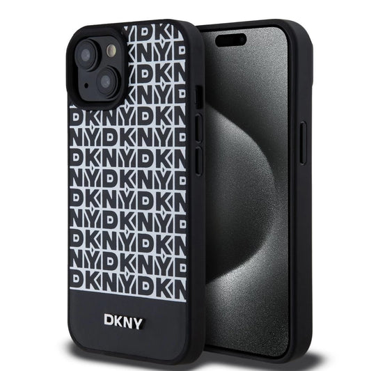 DKNY PU bőr Repeat Pattern Bottom Stripe MagSafe tok iPhone 15 készülékhez fekete -  iPhone 15 tok a Domshop kínálatából