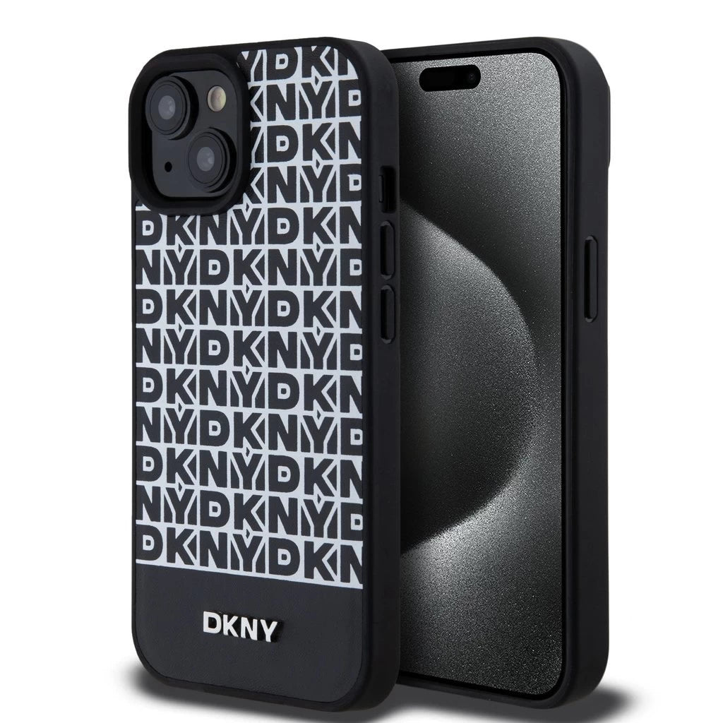 DKNY PU bőr Repeat Pattern Bottom Stripe MagSafe tok iPhone 15 készülékhez fekete -  iPhone 15 tok a Domshop kínálatából