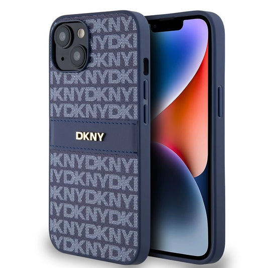 DKNY PU bőr Repeat Pattern Tonal Stripe tok iPhone 14 készülékhez kék -  iPhone 13/14 tok a Domshop kínálatából