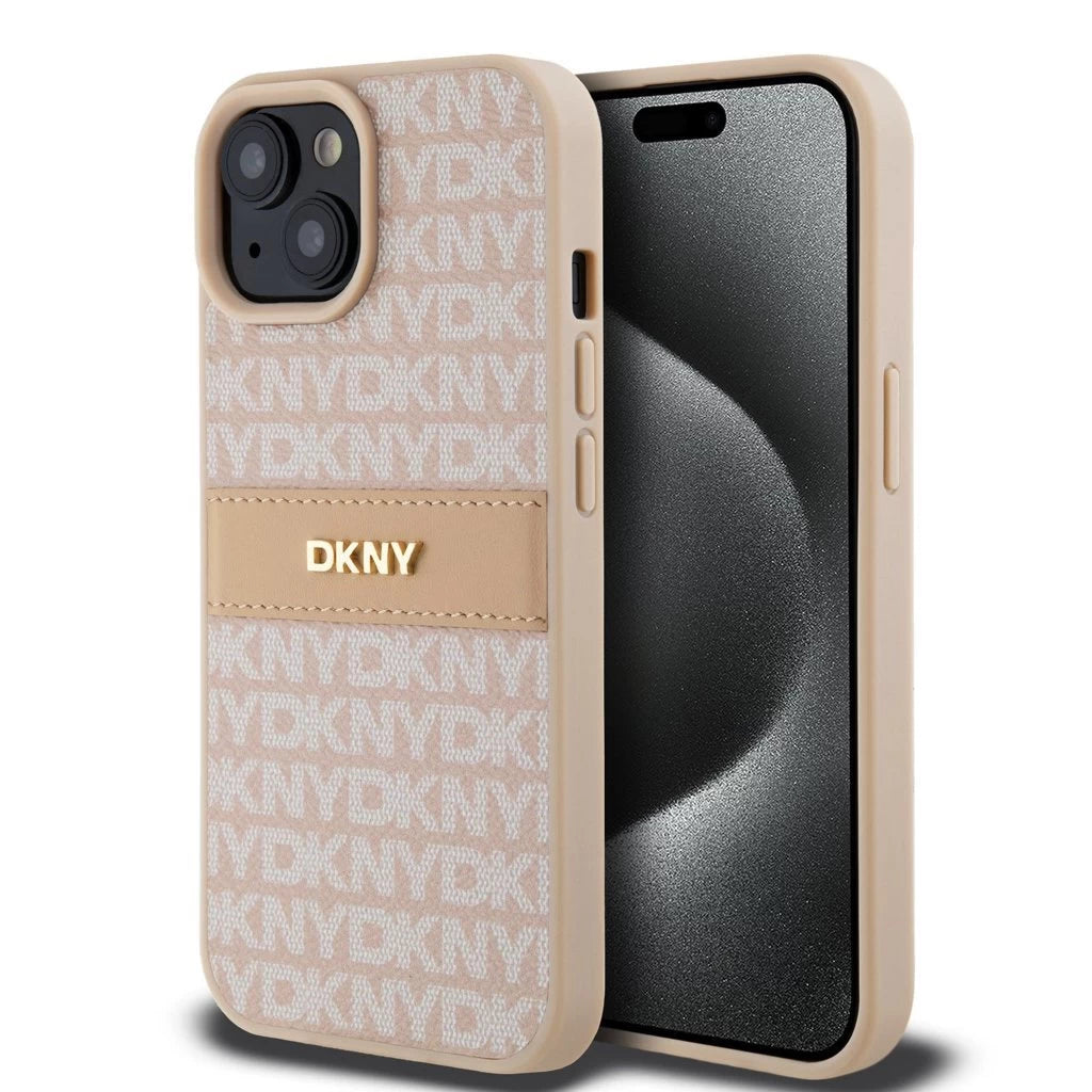 DKNY PU bőr Repeat Pattern Tonal Stripe tok iPhone 15 készülékhez rózsaszín -  iPhone 15 tok a Domshop kínálatából
