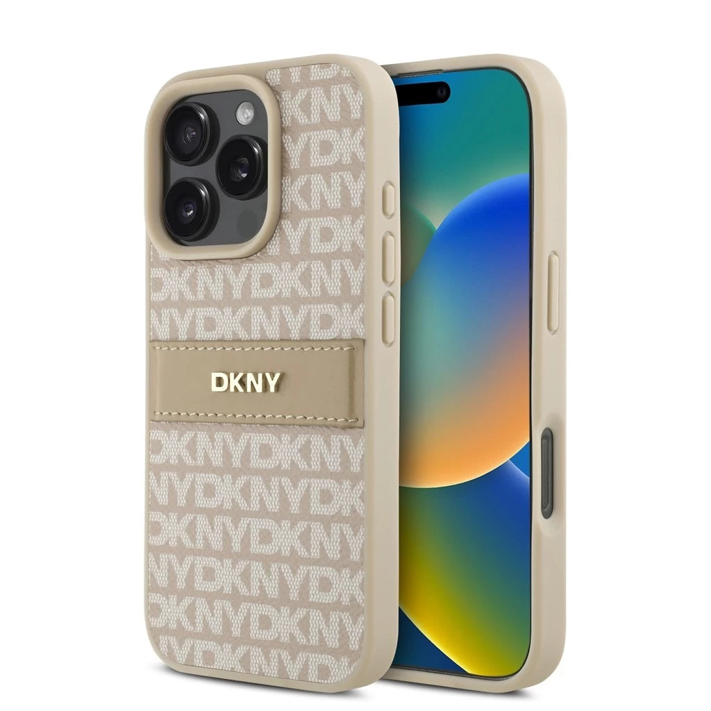 DKNY PU bőr Repeat Pattern Tonal Stripe tok iPhone 16 Pro készülékhez rózsaszín -  iPhone 16 Pro tok a Domshop kínálatából