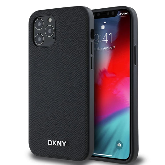 DKNY PU bőr Silver Metal Logo Magsafe tok iPhone 12/12 Pro készülékhez fekete -  iPhone 12/12 Pro tok a Domshop kínálatából