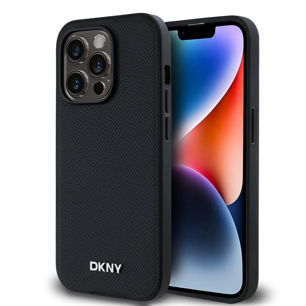 DKNY PU bőr Silver Metal Logo Magsafe tok iPhone 14 Pro készülékhez fekete -  iPhone 14 Pro tok a Domshop kínálatából