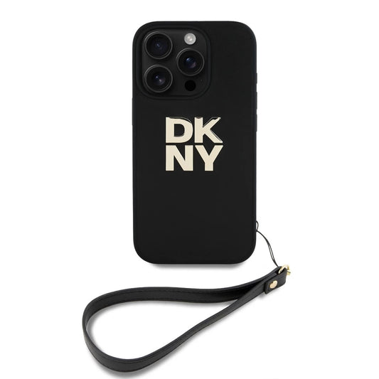 DKNY PU bőr Stack Logo csuklópántos tok az iPhone 16 Pro Max készülékhez fekete -  iPhone 16 Pro Max tok a Domshop kínálatából