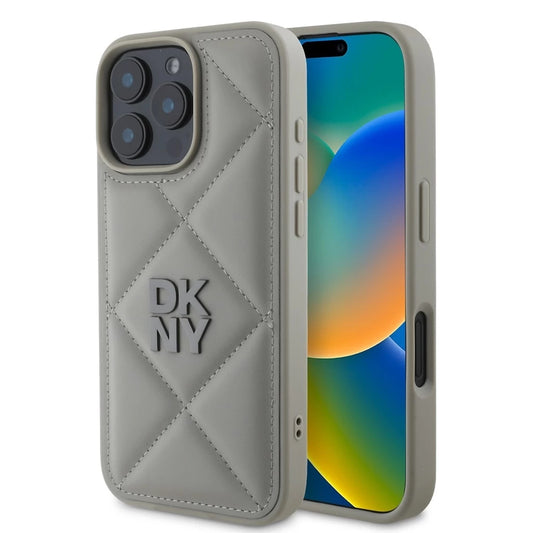 DKNY PU bőr párnázott Stack Logo tok iPhone 16 Pro Max készülékhez szürke -  iPhone 16 Pro Max tok a Domshop kínálatából