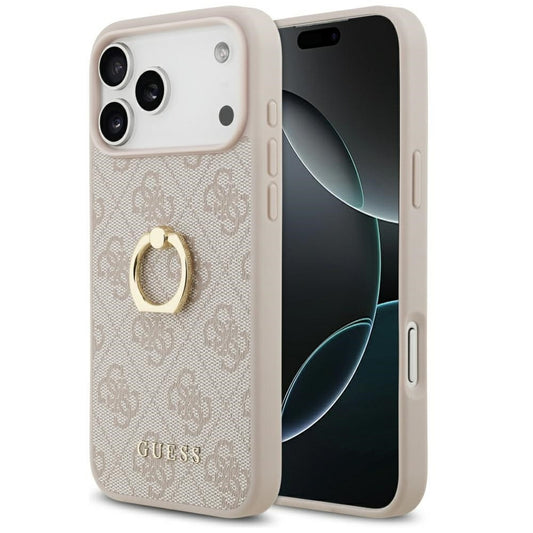 Guess 4G Ring Stand Apple iPhone 17 Pro Max tok, gyűrű alakú tartóval, rózsaszín -  iPhone 17 Pro Max tok a Domshop kínálatából