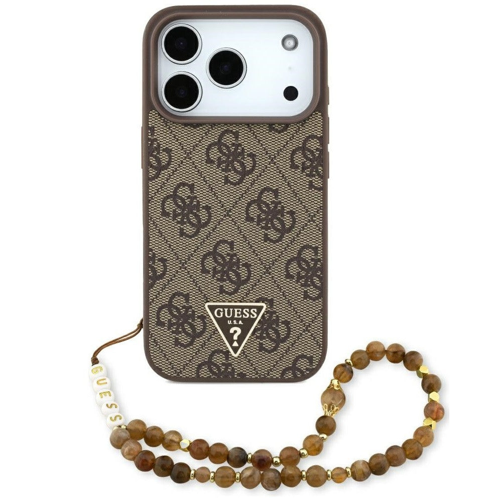 Guess 4G Strap Triangle Logo Apple iPhone 17 Pro Max MagSafe hátlap tok karpánttal, barna-arany -  iPhone 17 Pro Max tok a Domshop kínálatából