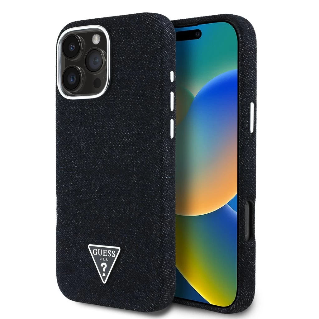 Guess Denim Triangle Logo MagSafe tok iPhone 16 Pro készülékhez fekete -  iPhone 16 Pro tok a Domshop kínálatából
