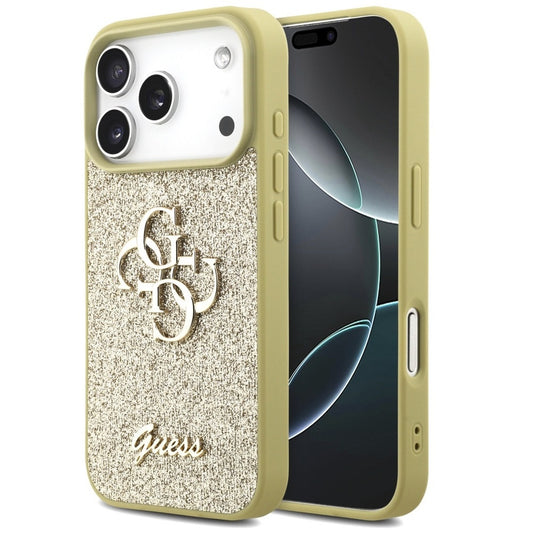 Guess Fixed Glitter Big 4G Apple iPhone 17 Pro hátlap tok, csillámos, arany -  iPhone 17 Pro tok a Domshop kínálatából