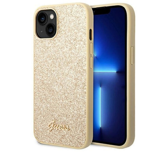 Guess Glitter Flakes Metal Logo Apple iPhone 14 hátlap tok, arany -  iPhone 13/14 tok a Domshop kínálatából