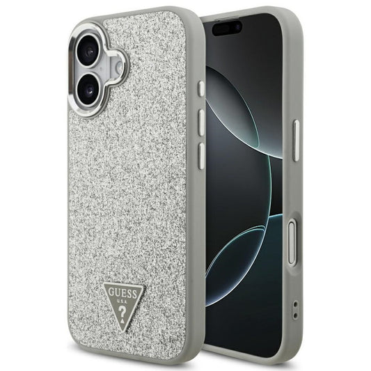 Guess Glitter Triangle Logo Apple iPhone 17 MagSafe tok, csillámos, ezüst -  iPhone 17 tok a Domshop kínálatából