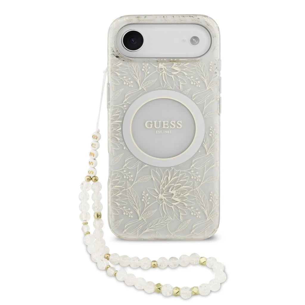 Guess IML Flowers Allover Strap MagSafe tok iPhone 17 Air készülékhez fehér -  iPhone 17 Air tok a Domshop kínálatából