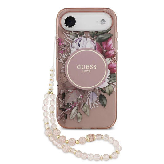 Guess IML Flowers Strap MagSafe tok iPhone 17 Air készülékhez rózsaszín -  iPhone 17 Air tok a Domshop kínálatából