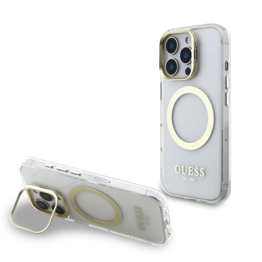 Guess IML Gold Outline Stand Camera Frame MagSafe tok iPhone 16 Pro Max készülékhez átlátszó -  iPhone 16 Pro Max tok a Domshop kínálatából