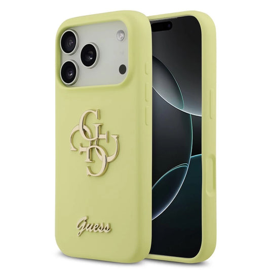 Guess Liquid Silicone 4G Metal Logo tok iPhone 17 Pro készülékhez sárga -  iPhone 17 Pro tok a Domshop kínálatából
