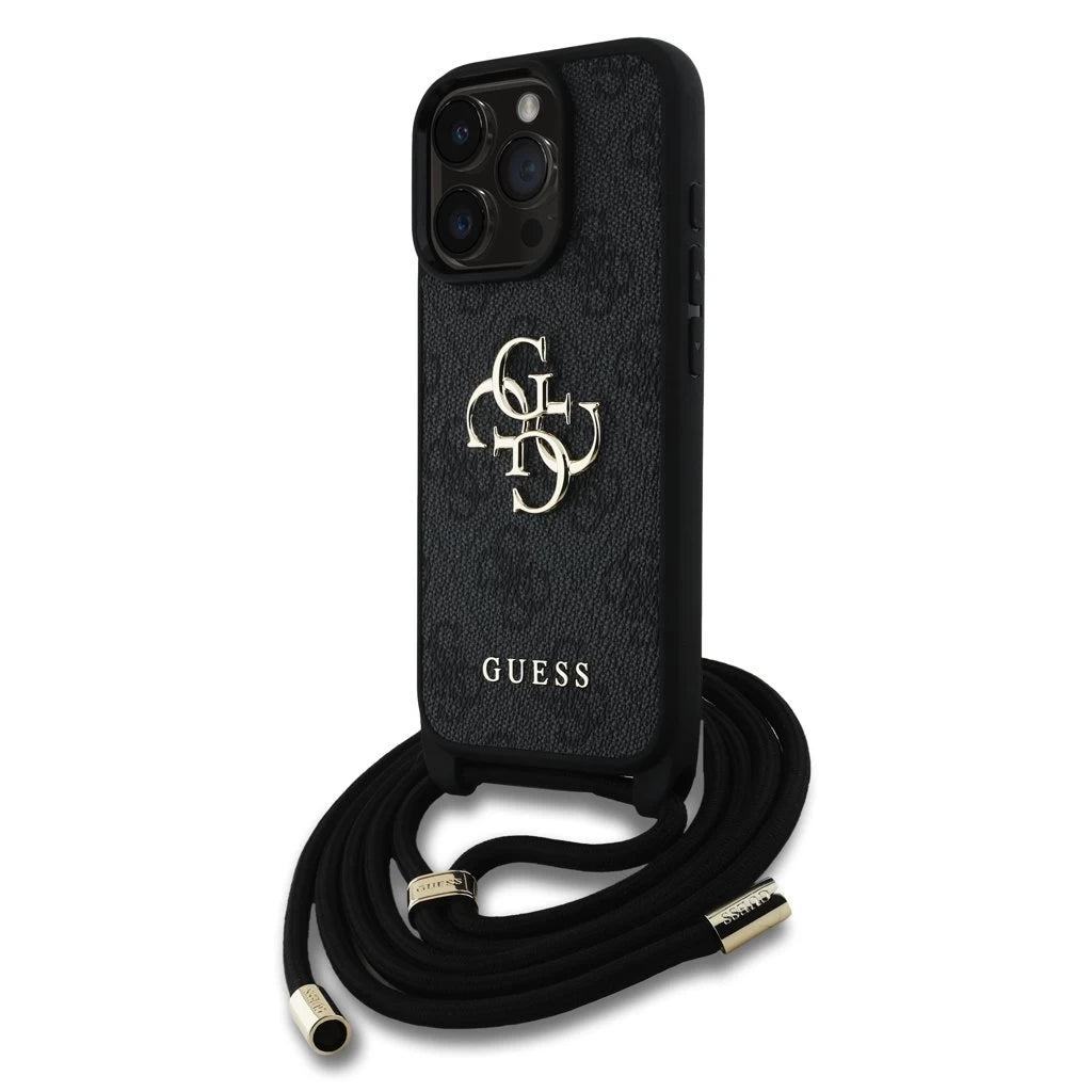 Guess PU 4G Metal Logo Crossbody Strap tok iPhone 16 Pro készülékhez fekete -  iPhone 16 Pro tok a Domshop kínálatából