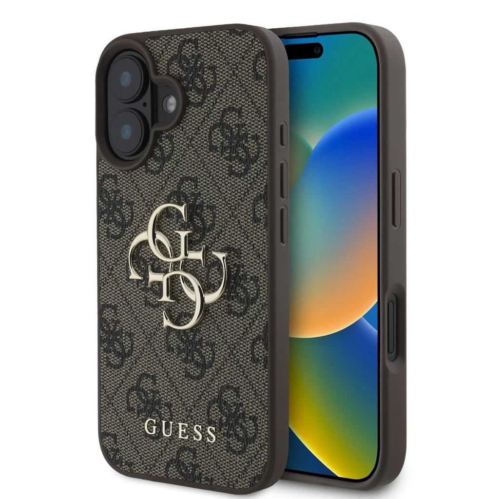 Guess PU 4G Metal Logo tok iPhone 16 készülékhez barna -  iPhone 16 tok a Domshop kínálatából