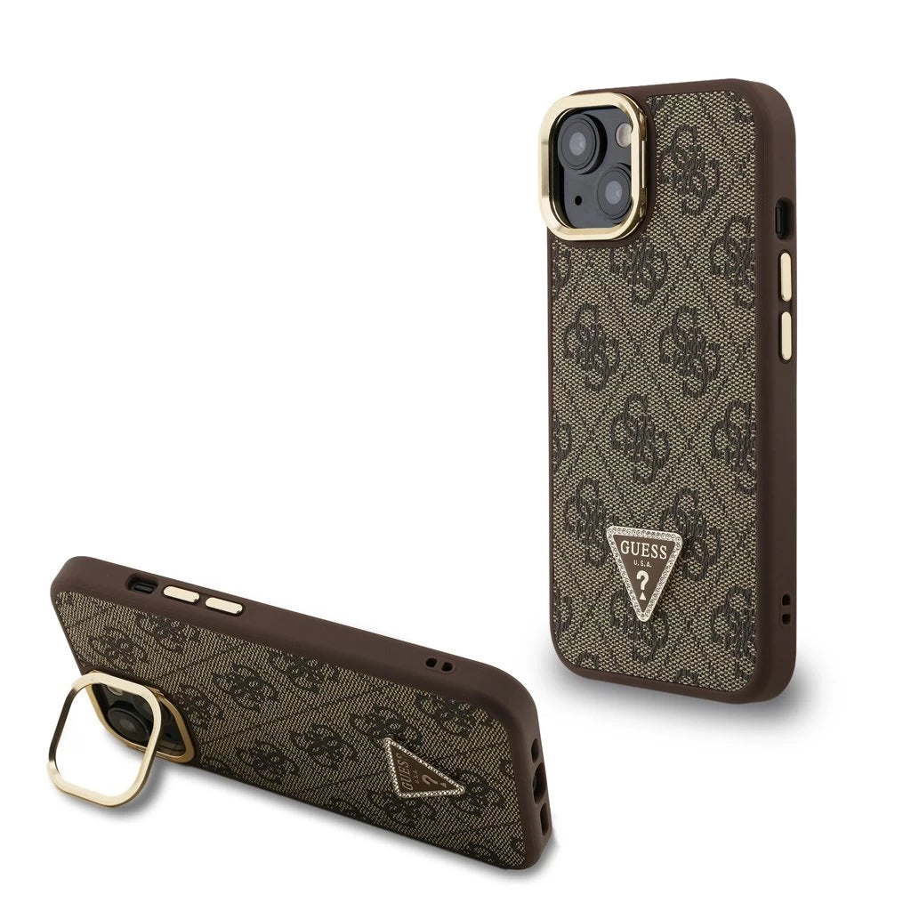 Guess PU 4G Strass Triangle Logo Stand Camera Frame MagSafe tok iPhone 14 készülékhez barna -  iPhone 13/14 tok a Domshop kínálatából