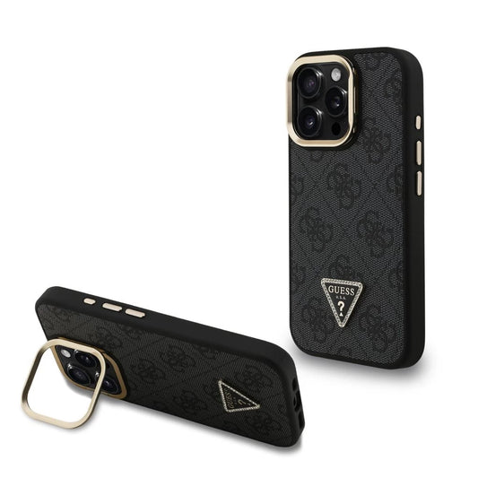 Guess PU 4G Strass Triangle Logo állványos kamerakeret MagSafe tok iPhone 16 Pro Max készülékhez fekete -  iPhone 16 Pro Max tok a Domshop kínálatából