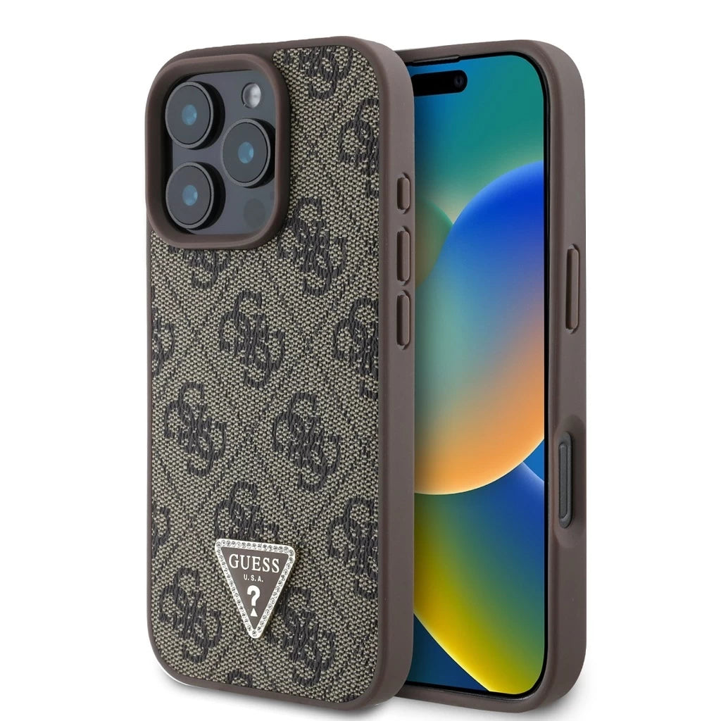 Guess PU 4G Strass Triangle Metal Logo tok iPhone 16 Pro Max készülékhez barna -  iPhone 16 Pro Max tok a Domshop kínálatából