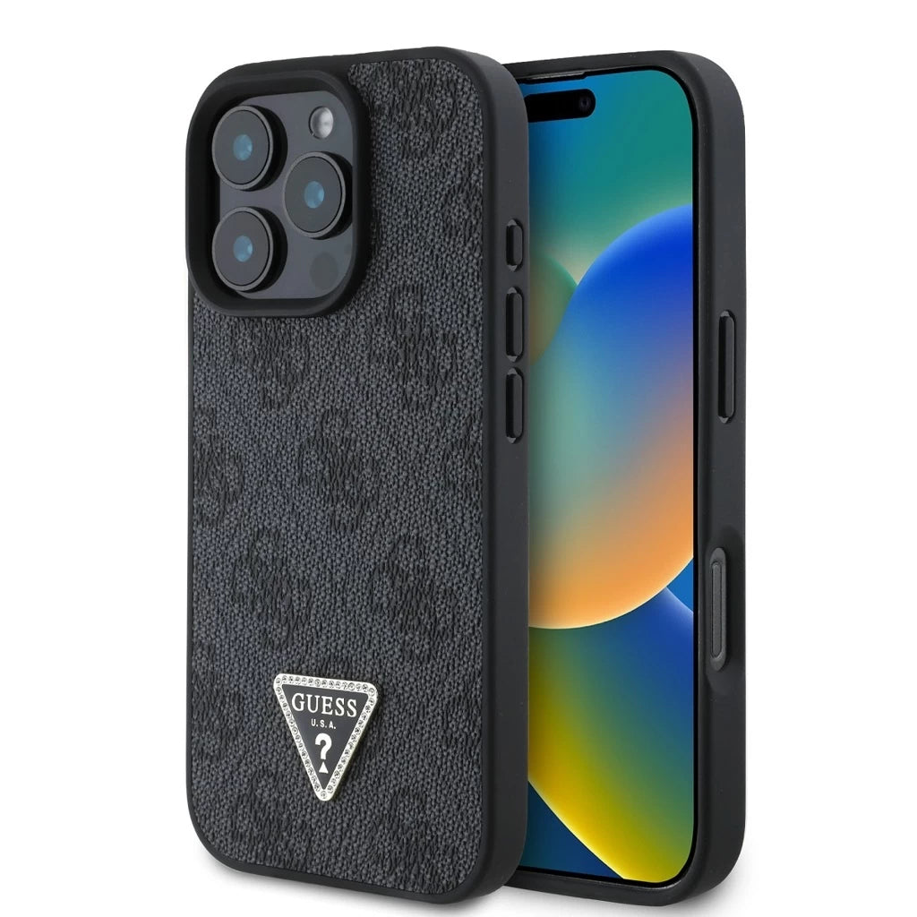 Guess PU 4G Strass Triangle Metal Logo tok iPhone 16 Pro Max készülékhez fekete -  iPhone 16 Pro Max tok a Domshop kínálatából