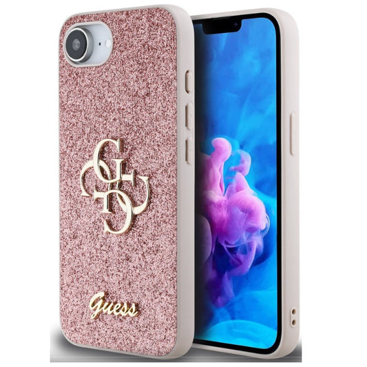 Guess PU Fixed Glitter 4G Metal Logo Apple iPhone 16e hátlap tok, rózsaszín -  iPhone 16e tok a Domshop kínálatából