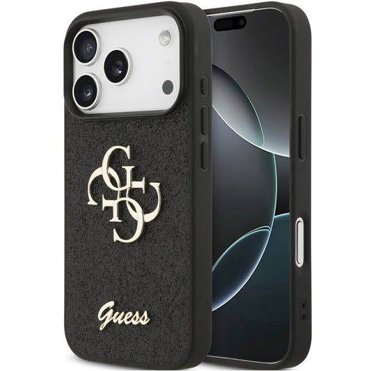 Guess PU Fixed Glitter 4G Metal Logo Apple iPhone 17 Pro hátlap tok, fekete -  iPhone 17 Pro tok a Domshop kínálatából