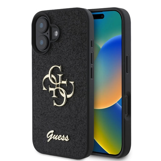 Guess PU Fixed Glitter 4G Metal Logo tok iPhone 16 készülékhez fekete -  iPhone 16 tok a Domshop kínálatából