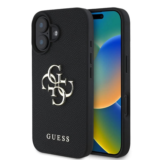 Guess PU Grained 4G Metal Logo tok iPhone 16 készülékhez fekete -  iPhone 16 tok a Domshop kínálatából