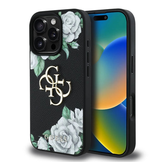 Guess PU Grained Roses 4G Metal Logo tok iPhone 16 Pro készülékhez fekete -  iPhone 16 Pro tok a Domshop kínálatából