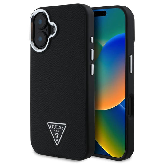 Guess PU Grained Triangle Logo tok iPhone 16 készülékhez fekete -  iPhone 16 tok a Domshop kínálatából