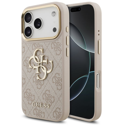 Guess PU Leather 4G Metal Logo Gold Frame Apple iPhone 17 Pro Max MagSafe hátlap tok, rózsaszín -  iPhone 17 Pro Max tok a Domshop kínálatából