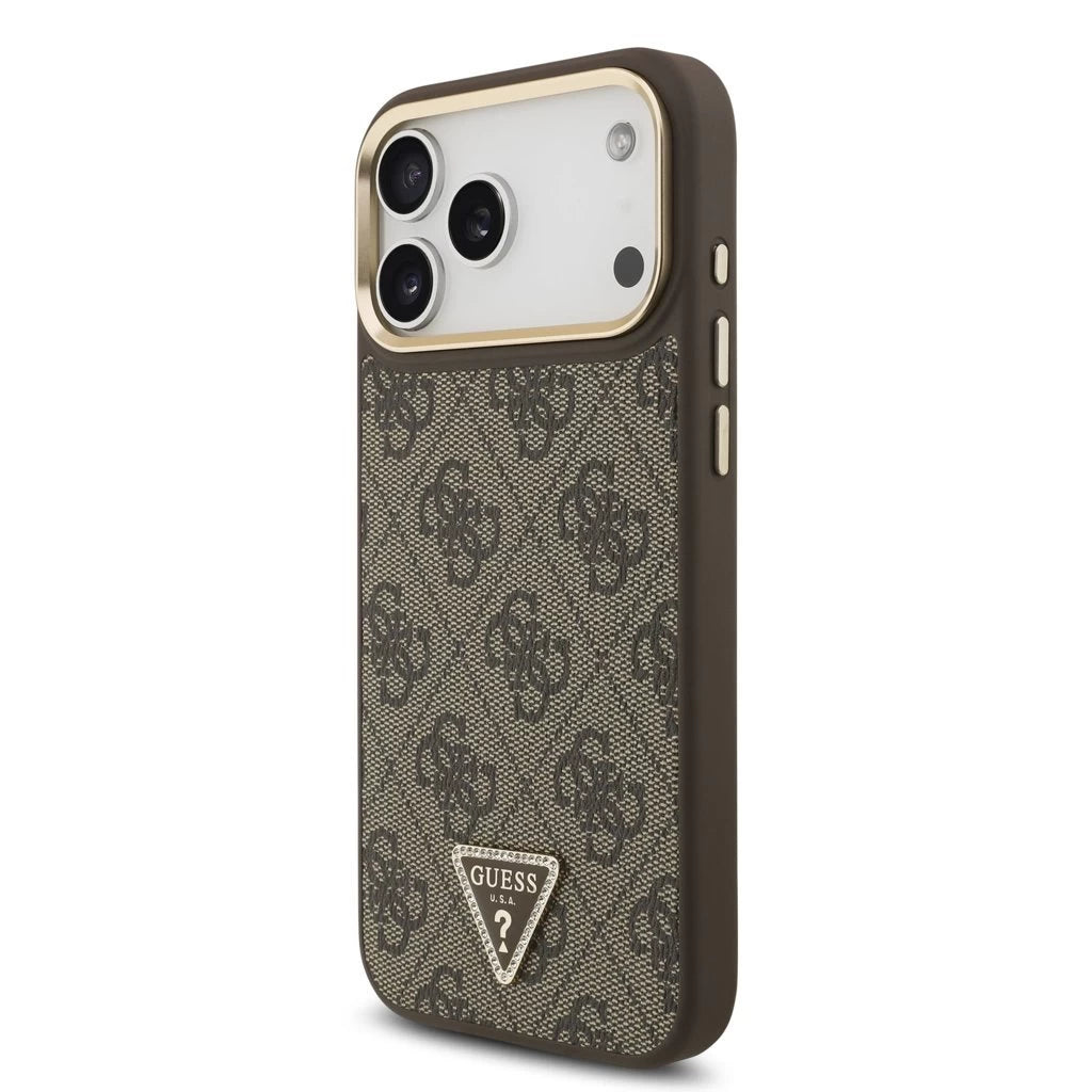 Guess PU Leather 4G Triangle Logo Gold Frame MagSafe tok iPhone 17 Pro Max készülékhez barna -  iPhone 17 Pro Max tok a Domshop kínálatából