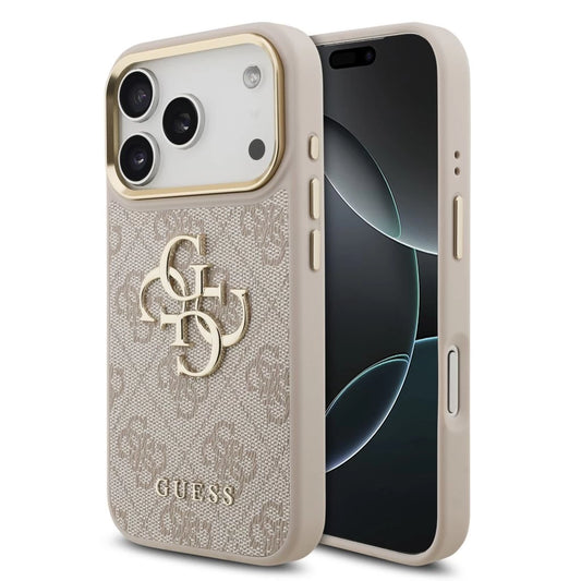 Guess PU bőr 4G Metal Logo Gold Frame MagSafe tok iPhone 17 Pro készülékhez rózsaszín -  iPhone 17 Pro tok a Domshop kínálatából