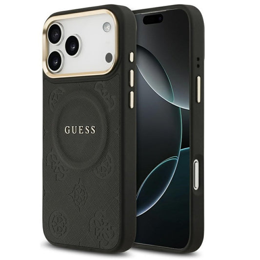 Guess Peony Hot Stamp Apple iPhone 17 Pro Max MagSafe tok kameravédő peremmel, fekete-arany -  iPhone 17 Pro Max tok a Domshop kínálatából