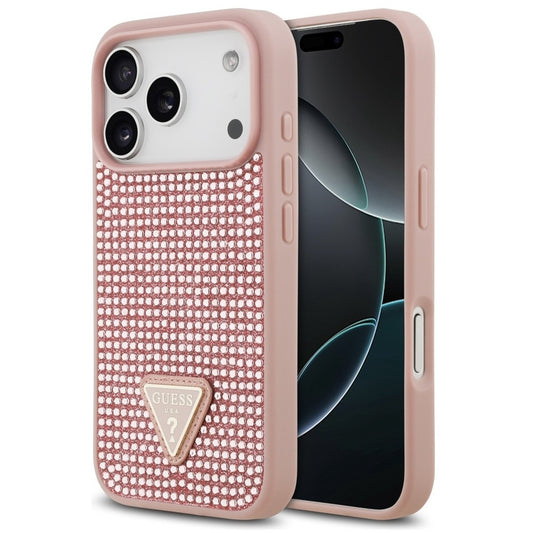 Guess Rhinestone Triangle Apple iPhone 17 Pro Max hátlap tok, rózsaszín -  iPhone 17 Pro Max tok a Domshop kínálatából