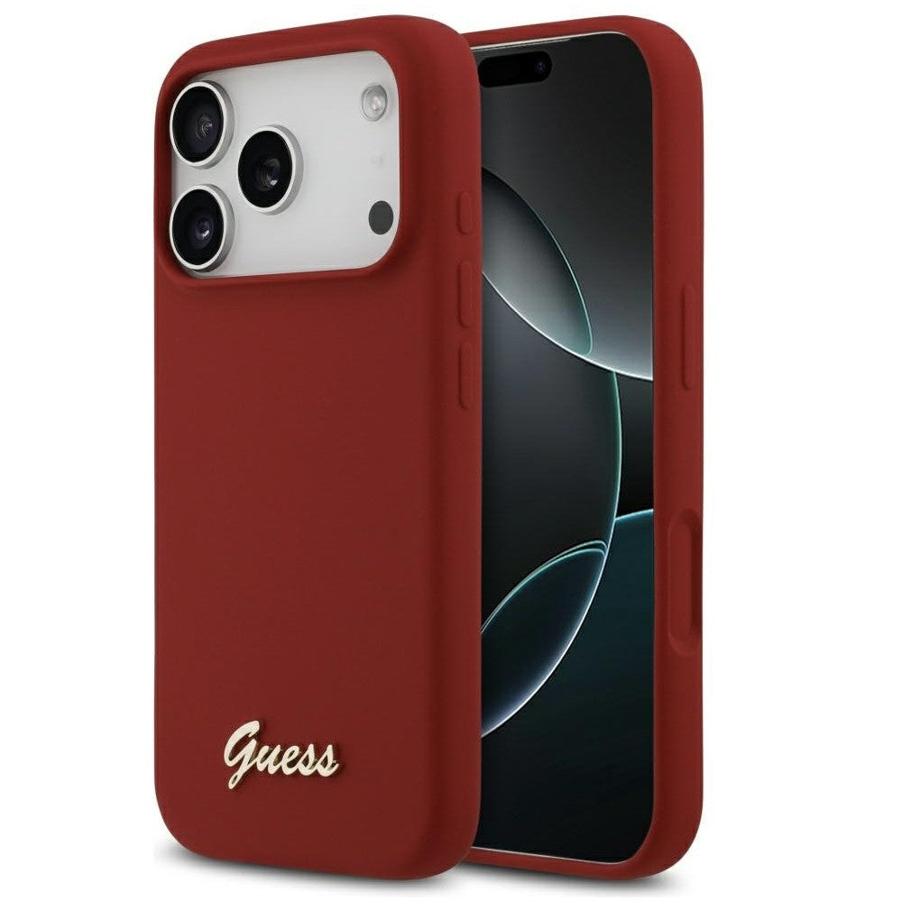 Guess Silicone Script Metal Logo Apple iPhone 17 Pro MagSafe tok, magenta -  iPhone 17 Pro tok a Domshop kínálatából